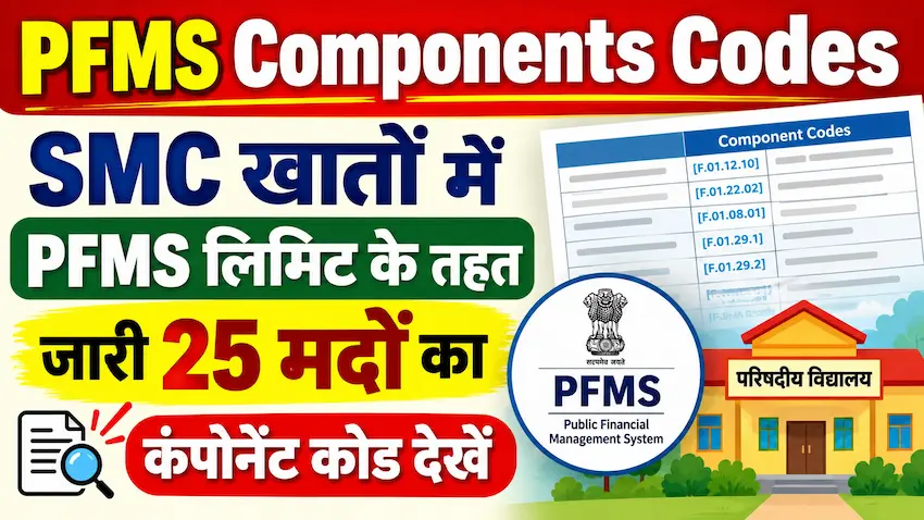 PFMS Components Codes: SMC खातों में PFMS लिमिट के तहत जारी 25 मदों का कंपोनेंट कोड