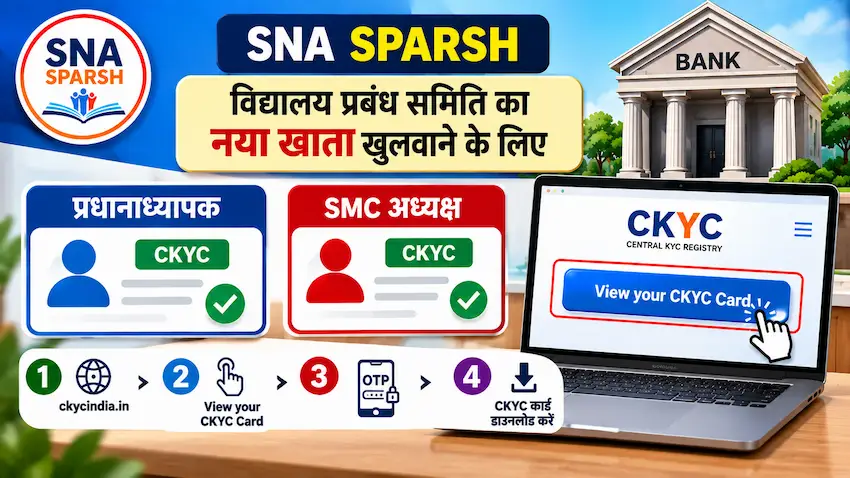 SNA SPARSH के लिए SMC नए बैंक खाते हेतु प्रधानाध्यापक और SMC अध्यक्ष का CKYC कार्ड