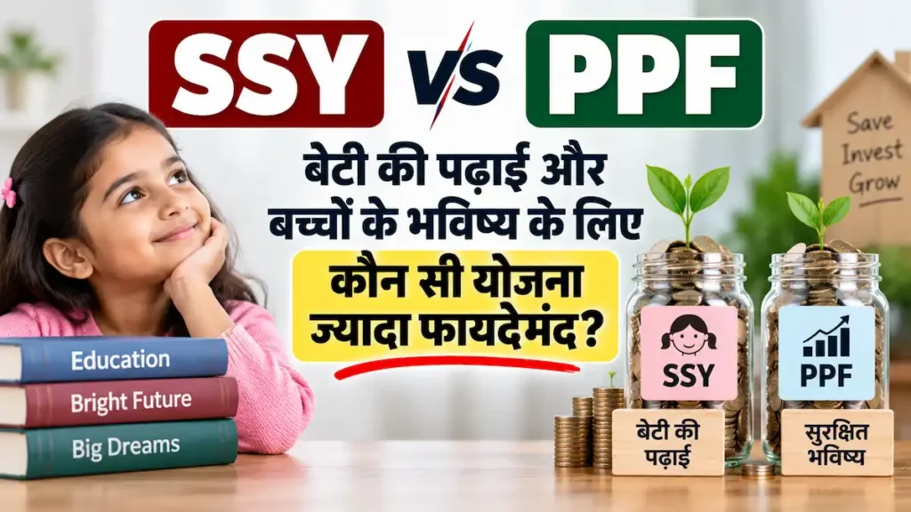 SSY vs PPF तुलना थंबनेल, बेटी की पढ़ाई और बच्चों के भविष्य के लिए कौन सी योजना ज्यादा फायदेमंद