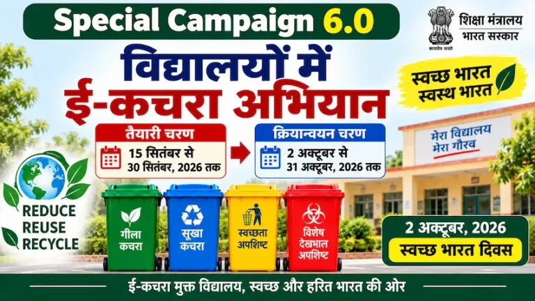 Special Campaign 6.0 के तहत विद्यालयों में ई-कचरा अभियान का पोस्टर