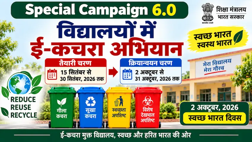 Special Campaign 6.0 के तहत विद्यालयों में ई-कचरा अभियान का पोस्टर