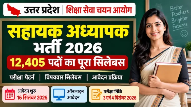 यूपी सहायक अध्यापक भर्ती 2026 का सिलेबस और परीक्षा पैटर्न, 12,405 पद